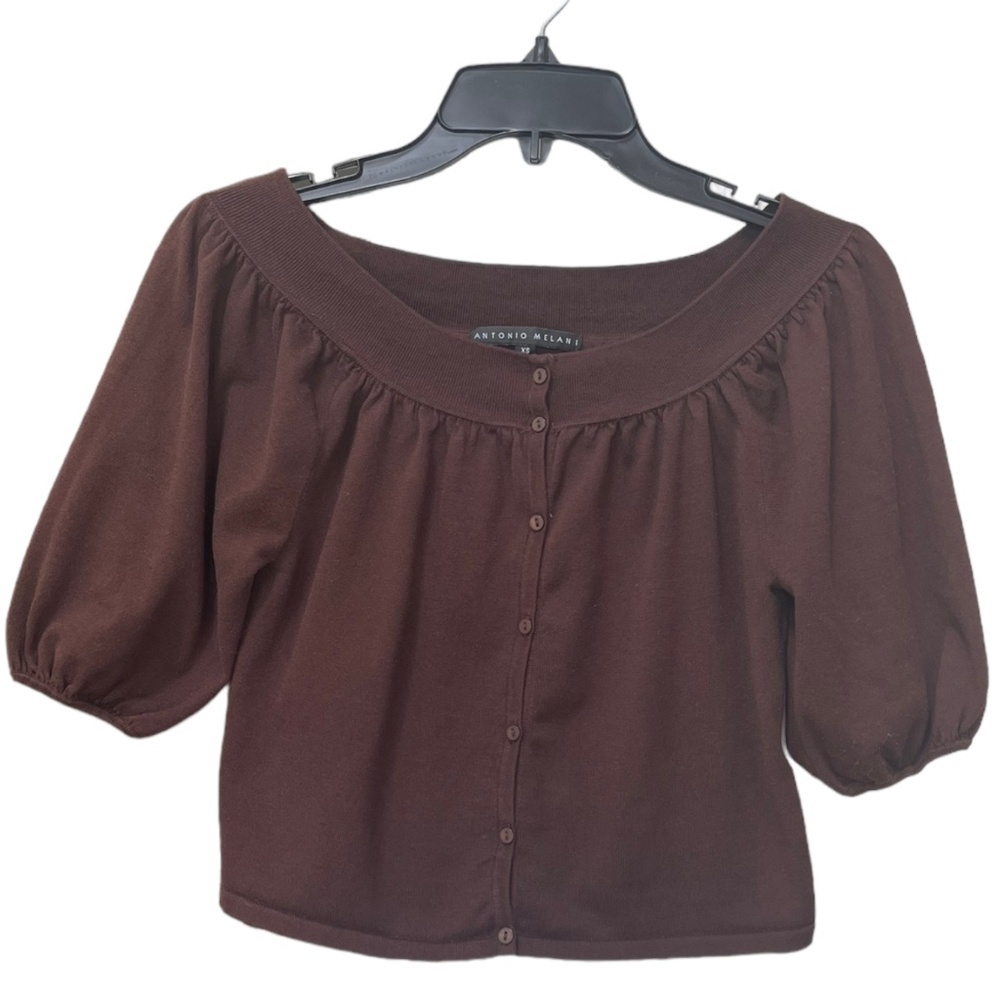 Antonio Melani Off-The-Shoulder Top Sweater Silk and Cotton Blend Size XS - Picture 3 of 12